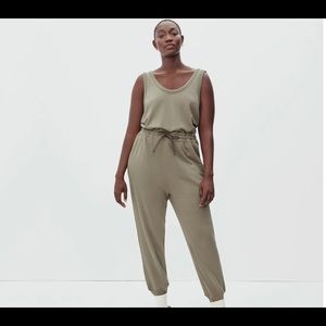 Everlane French Terry Jumpsuit. Extra Small. Tan.
